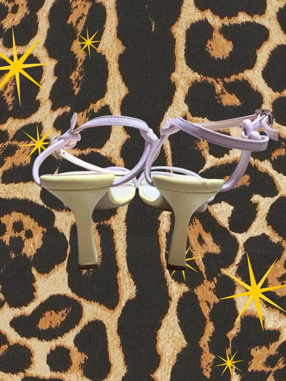 NETWORK | Pastel Green Lilac Strappy Heeled Sandals Square Toe Ankle Wrap | 38